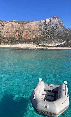 Almanac Super Heroes dinghy at Balos Lagoon