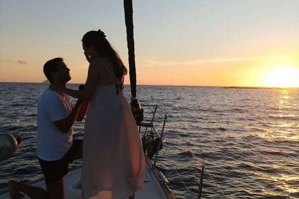 wedding proposal sunset